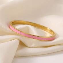 Edelstahl 18K Gold Armband Set, Kupfer eingelegte kubische Zirkonia offener Armreif, modischer Alltagsschmuck und Geschenk für Frauen - Gold - Übersicht 5
