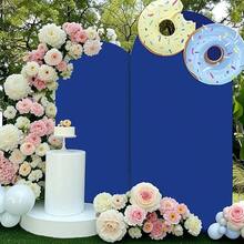 4ft、5ft、6ft、6.6ft、7.3ft 白色彈性拱門布套，優雅花卉與氣球婚禮派對背景布，聚酯纖維，多用途適用於生日、週年紀念與慶典，派對背景布，優雅裝飾，耐用聚酯纖維，婚禮裝飾 - 寶藍色 - 查看 4