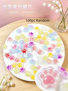 10-100件 10*10mm 極光幻彩貓爪樹脂美甲飾品 可愛3D美甲裝飾 - 彩色 - 查看 11