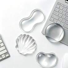 Almohadilla de Reposo de Muñeca de Gel de Silicona Suave, Cojín de Apoyo Ergonómico Pequeño y Transpirable para Alivio del Dolor, Relleno de Gel, Transparente, Ideal para Portátiles, Oficina & Uso Doméstico - Ver 2