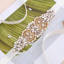 Gold Applique+Organza White Ribbons