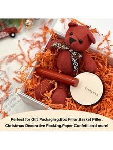 200g Orange Crinkled Paper Shreds, Raffia Confetti Gift Box Basket Filling, Halloween & Fall Party Decor - View 7