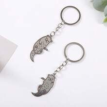 1pc Cute Otter Metal Keychain, Cartoon Animal Bag Charm, Back To School Aesthetic Accessory - Multicolor - View 6