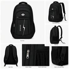 Ce sac à dos unisexe est conçu pour les voyages en plein air. Il offre une grande capacité et se distingue par ses détails multicolores élégants et sa fermeture éclair directionnelle. Il peut servir de sac à dos pour ordinateur portable grande capacité, de sac professionnel polyvalent, de sac à dos antivol pour homme, de sac à dos pour jeune, de sac pour ordinateur, de sac de voyage et constitue un excellent cadeau pour les fêtes. - Blanc - Voir 6