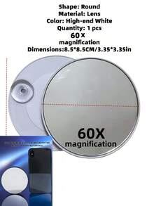 1 pieza Espejo de maquillaje con aumento de 10x/20x/50x/60x con base de succión, tamaño portátil, adecuado para baño, viaje, oficina, maquillaje de ojos y arreglo personal - Negro - Ver 17