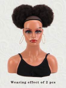 Extensión de cola de caballo con cordón para afro puff sintético, moño de cola de caballo con cordón con clip, Halloween - Multicolor - Ver 4