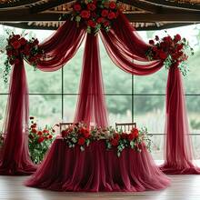1 Rolle 29,85ft/74,8ft/149,77ft/299,7ft Burgunderroter Tüllstoff, geeignet für Hochzeitstischdecken, DIY-Basteln, Brautschleier/Kleid, Ballett-Tutu, Hochzeitskleid, Tischrock/Zelt, Hochzeitsdekoration, Stuhlrücken-Dekoration, Partyhintergrund, Blumenkranz-Verpackung, Treppengeländer, romantischer Weihnachtszeremonie-Hintergrund und Feiertagsparty-Dekoration - Übersicht 9
