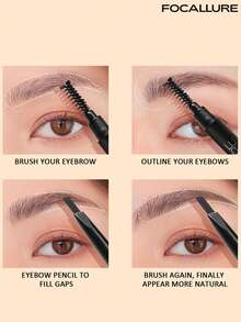 FOCALLURE 0.25g Dual-Ended 3D Eyebrow Pencil, Fine Precise Tip, Smooth Creamy Texture, Long-Lasting Waterproof And Sweat-Resistant, Buildable Natural Shades, Natural Long-Lasting Eyebrow Makeup, Portable Slim Size, Convenient For Outdoor Touch-Ups - #01 Dark Gray - View 5