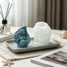 Seashell Mermaid Silicone Candle Mold, Romantic Ocean Theme Mermaid Wax Melt Soap Resin Craft Mold, DIY Handmade Aromatherapy Supplies For Coastal Home Decoration & Unique Gifts - Mermaid Mold-81127 - View 6