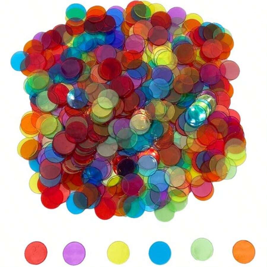 200 Pieces 3/4 Inch Transparent Counting Chips For Bingo Game, Party, Classroom, Game Night - Mixed Color