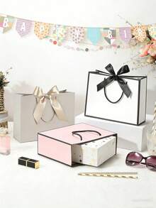 6/1pc Party Gift Bags With Ribbon, Portable Paper Gift Bags, Birthday Gift Bags, Wedding Party Gift Bags, Suitable For Wedding Bridesmaid Gifts, Party Gift Bags - Multicolor - View 8