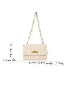 Mini bolso de hombro de paja con cadena y bordado de margarita nueva, bolso cuadrado pequeño con cierre giratorio de moda, bolso de playa mini elegante para mujer, bolso de playa de paja, artículos esenciales de playa, accesorios de playa y artículos imprescindibles de verano, artículos esenciales para vacaciones, combinación perfecta para accesorios de playa de mujer, bolso de vacaciones de verano de moda, adecuado para vacaciones y días festivos, bolso tote esencial de playa para mujer - Blanco - Ver 6