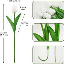 5/10/200pcs Artificial White Tulips With Green Stems, Plastic Flowers For DIY Crafts, Bridal Bouquet, Home And Tabletop Decor, Valentine's Day Gift, Non-Electric Natural-Looking Floral Decoration - White - View 3