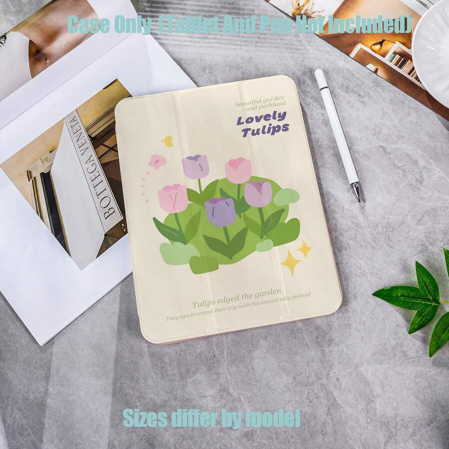 Cartoon Floral Pattern 360° Rotating Tri-Fold Tablet Protective Case With Pencil Slot. 360° Rotating Tri-Fold Pencil Slot Protective Case. Tablet Protective Case Features: 360° Rotating Tri-Fold Stand Design, Smart Sleep/Wake, Full Body Protection, Air Cushion Anti-Drop Edge, Multi-Angle Stand, Built-In Pencil Slot, Lightweight And Portable. - Multicolor - View 1