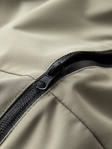 Chaqueta con capucha y cremallera delantera de bloques de color para hombre talla grande primavera/otoño - Gris - Ver 5