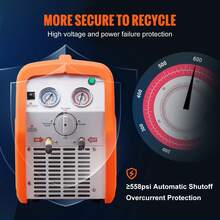 1 HP Refrigerant Recovery Machine - Portable Twin Cylinder AC Recovery Machine With High Pressure Protection 120V 60Hz HVAC Recovery Machine For Refrigeration - 1HP - View 5