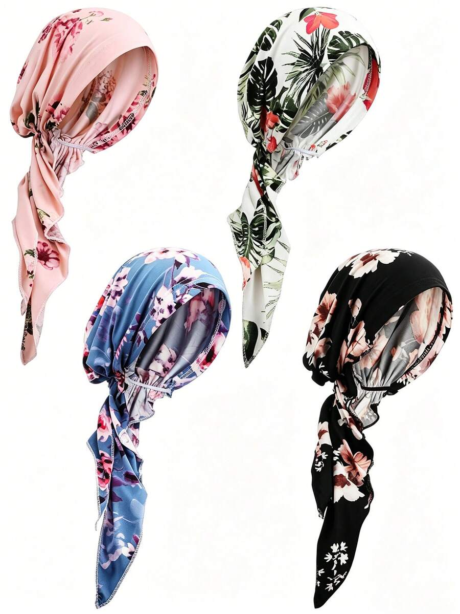 Women's Floral Print Casual Versatile Aviator Hat Suitable For Daily Wear - 4 Floral Fabric Airplane Caps - View 1