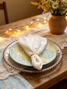 1-6pcs Premium White Polyester Cotton Jacquard Washable Reusable Dinner Napkins For Table Decor, Wedding, Party, Christmas, New Year And Daily Use - Multicolor - View 3