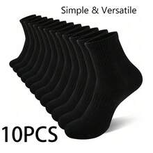 5/10/20 Pcs Men's/Women's Casual Socks Home Socks Couple Socks Available In Black 168Ribbed Knit Comfortable Fit Suitable For All Seasons - 黑色 - 查看 11