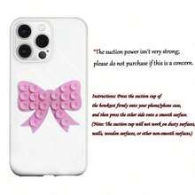 1pc Silicone Suction Cup Phone Case Stand, Double-Sided Silicone Phone Handle, Stronger Suction, Suitable For Phones, Hands-Free Phone Stand Accessory, Convenient For Selfies And Video Recording, Compatible With Most Smartphones, Mother's Day Gift - Bow - View 8