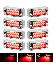 8pc Plafon Lateral Rectangular Pestaña Estrobo Focos 12-24v - rojo - Ver 7