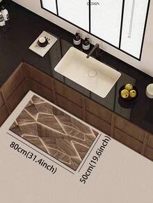 1pc Vintage Faux Wood 3D Triangle Patchwork Pattern, Suitable For Kitchen, Bathroom, Entryway, Laundry Room, Living Room, Garden, 3.5mm Cuttable Indoor Mat, Non-Slip And Absorbent, Entrance Rug, Kitchen Carpet - Multicolor - View 12