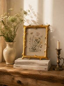 Vintage Gold Picture Frame, Elegant Antique Photo Frame Decor, Luxury Wall Art Frame, Botanical Artwork Display, Farmhouse Home Decor, Aesthetic Tabletop Frame, Classic European Style Frame For Living Room Bedroom Office - A - View 5