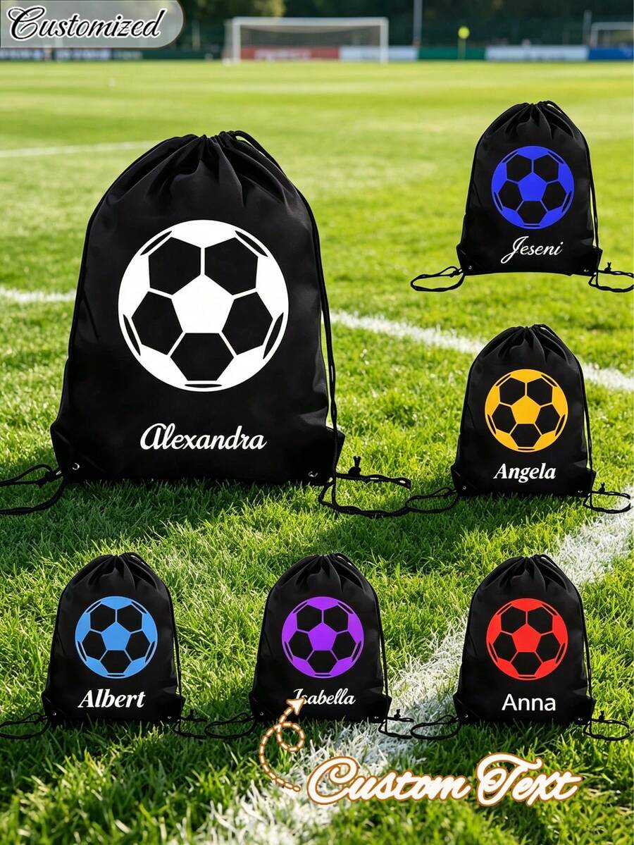 Custom Drawstring Backpack, Custom Soccer Drawstring Backpack, Personalized Soccer Print Custom Name/Logo/Text Drawstring Gym Bag, Multiple Colors Available, Suitable For Travel, Fitness And Daily Use, Ideal Gift Choice For Athletes