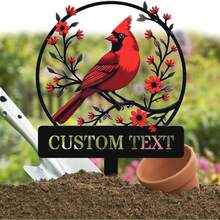 1 pieza Estaca de jardín de metal con nombre personalizado de cardenal, decoración de patio exterior con nombre de familia personalizado, estaca de césped y patio de cardenal, regalo para entusiastas de la jardinería, estaca de decoración de jardín - Multicolor - Ver 4