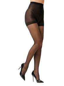 1pc Women's Transparent Tights_20D, High Waist Tummy Control Tights - Black - View 4
