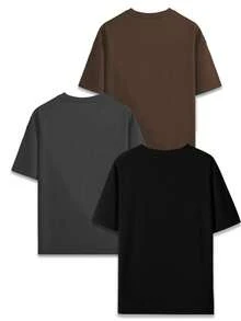 3pcs/Set Men's Casual Graphic Print Round Neck Short Sleeve T-Shirts, Summer - Multicolor - View 3
