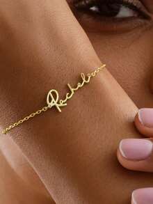 Personalized Name Bracelet, Minimalist Women's Bracelet, Unique Name Bracelet, Stainless Steel Jewelry, Summer Jewelry, Vacation Gift, Silver, Gold Color Name Bracelet, Mother's Day Gift, Girlfriend Gift, Graduation Gift - Multicolor - View 3