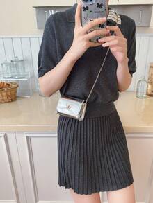 Glossy Mirror Mini Crossbody Bag, Butterfly Decor Chain Bag, 2026 New Style -Inspired Small Square Bag - A - View 6