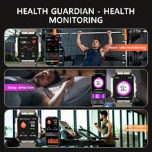 Blackview 2.01" Smartwatch Tangguh dengan Lampu LED dan Kompas, Smartwatch Olahraga Luar Ruangan Tahan Air untuk Pria dan Wanita, Monitor Detak Jantung dan Tidur, Baterai Tahan Lama, Desain Unisex, Kompatibel dengan Sistem iOS dan Android. Hadiah Liburan yang Sempurna. - Khaki - View 5