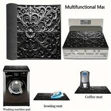 (Hot !!!) 1pc Flat Stove Protector Mat, Rubber Non-Slip Heat-Resistant Kitchen Utensil Protector Mat, Suitable For Induction Cooker, Glass Stove, Multi-Functional Scratch-Resistant Mat, Also Can Be Used As Oven, Washing Machine, Dryer, Kitchen Protector Mat. - Multicolor - View 5