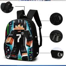 Pixel Art Soccer Player Backpack - Gamer Style School Bag For Boys, Minecrafts Inspired Sports Bookbag For Teens - B - View 2