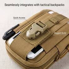 1pc Tactical Multi-Function Waist Bag, Outdoor Camouflage Phone Storage Pouch, Men's Portable Tool Bag, Wear-Resistant Large Capacity Phone Bag, Suitable For Hiking, Camping, Fishing, Cycling, Hunting, Work, Can Be Attached To Belt Or Backpack, Multi-Compartment Design, Quick-Release Buckle, Pen Slot, Zipper Main Compartment, Nylon Material, Portable Equipment Bag, Camouflage Tactical Style Waist Bag - Multicolor - View 2