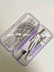Ensemble essentiel de rentrée scolaire avec compas et règle pour étudiants, règle triangulaire, rapporteur, outils de dessin, fournitures de papeterie pour examens et apprentissage, règle de dessin professionnelle avec porte-stylo multifonction - Ensembles - Voir 16