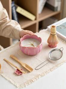 7-Piece Pink Lotus Matcha Tea Set, Japanese Matcha Whisking Set, Includes Bamboo Tea Whisk, Tea Scoop, Sifter, Ceramic Bowl, Tea Whisk Holder And Flower Holder, Traditional Matcha Making Tools, Suitable For Tea Lovers - Multicolor - View 6
