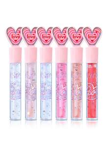 USHAS Aceite de Labios con Perlas Brillantes, Aceite de Labios Hidratante No Pegajoso con Brillo Voluminizador y Micro-Brillo, Textura de Gelatina de Cristal, Se Puede Usar Solo o Capas Sobre el Lápiz Labial, Adecuado para el Maquillaje Diario de la Mujer como Regalo - #04 Rosa Brillante - Ver 9