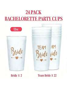 1/12 buah Gelas Plastik Matte Bride Tribe & Bride, Suvenir Pesta, Dekorasi Pesta Pernikahan, Gelas Foil Emas 12oz - Beraneka warna - View 11