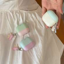 Korean Style Minimalist 4-Color Matte Colorblock + Small Flower Pendant Earphone Case Compatible With AirPods Pro 3 New Pro 2 Protective Cover Pro Cute Apple 4 Minimalist 3 Personalized 1/2 Generation Women's Earphone Case Protective Cover Spring/Summer Earphone Case/Birthday Gift/Holiday Gift - Multicolor - View 3