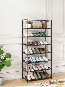 Black Metal Shoe Rack With Handrail, Space-Saving, Minimalist Dust-Proof, Stable, Stylish, Easy To Assemble And Disassemble, Portable, Suitable For Living Room, Bedroom, Entryway, Office, Home, Multi-Layer Storage, Holiday Gift, Children's Gift - Multicolor - View 13