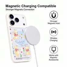 1pc Disney Winnie The Pooh Acrylic Magnetic Phone Case, Cute & Adorable, Anime Cartoon Design, Wireless Charging Compatible, Unisex Protective Shell Compatible With Iphone 17/17 Pro/17 Pro Max/17/16/15/14/13/12 Series - White - View 9