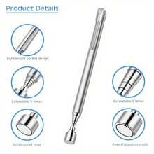 1pc 3-In-1 Telescopic Stainless Steel Magnetic Pickup Tool, No Battery Required, Ideal For Hard-To-Reach Areas, Perfect For Automotive And Construction Repair, No-Power Deep Area Retrieval Tool, Suitable For Automotive And Construction Deep Area Retrieval Needs, No Battery No Power Supply, Great Helper For Automotive And Construction Deep Area Retrieval - Scalable - View 4