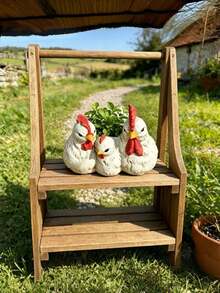 1pc Pastoral Style Hen Creative Planter, Vintage Resin Succulent Pot, Suitable For Outdoor Garden, Yard, Balcony Decoration - Multiple Models 2 - View 4