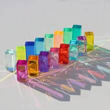 Rainbow Crystal Acrylic Strip Blocks Rectangle Stacking Gem Blocks For Kids 10 Colors Gem Cubes Stacking Educational Sensory Light Learning Toys - Multicolor - View 4