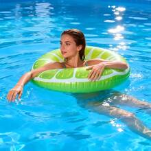 Adult Inflatable Swim Ring, Fruit Print Pool Float, Watermelon/Lemon/Lime/Orange/Kiwi/Dragon Fruit PVC Floating Ring - Lime Swimming Ring - View 10