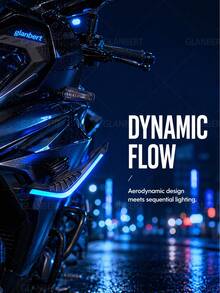 GLANBERT 2pcs Motorcycle Sport Bike Front Wing 12V LED Light Modification Accessories, Equipped With Lightweight Wind Blade Electric Vehicle, Suitable For Cruiser And Electric Bike Universal Aerodynamic Windproof Upgrade Kit, Fashion Design - Wind Vane - View 10