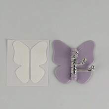 1pc Rotating Butterfly Triple Hook Adhesive Wall Mount Corner Storage Organizer For Bedroom Kitchen Bathroom Home Decor Space Saving Solution - Multicolor - View 11